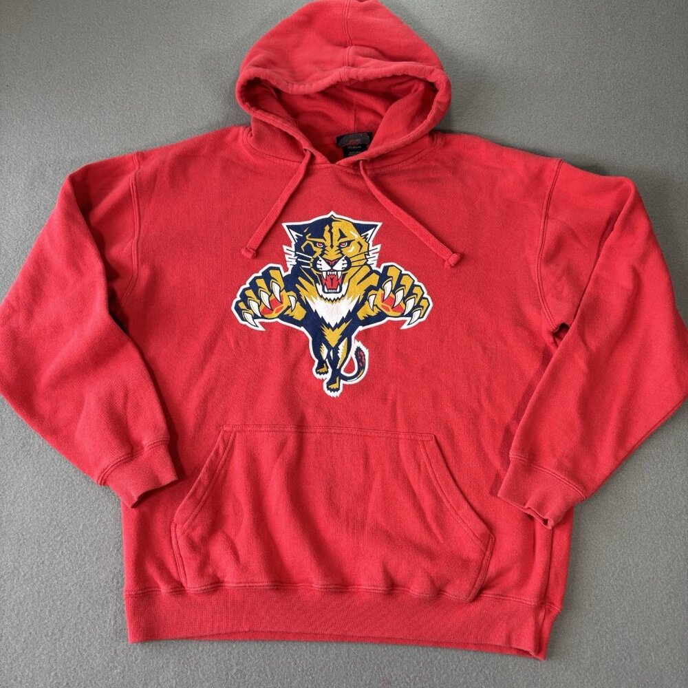 Vintage Men's Red Classic Florida Panthers Hoodie‎ Size M Casual NHL Hockey Y2K